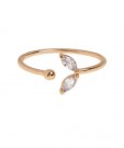 Timi Of Sweeden Leah - White Crystal Leaf Ring Gold  thumbnail