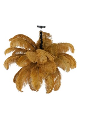 Feather Hanging Lamp E14 80cm Black+caramel