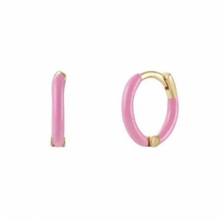 Ella & Pia Enamel Earrings Pink 18k Gold