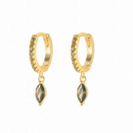 Ella & Pia Tiril Earrings 18k Gold Olive Green