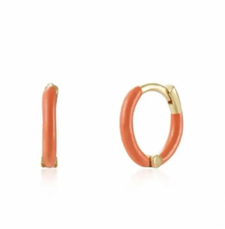 Ella & Pia Enamel Earrings Orange 18k Gold