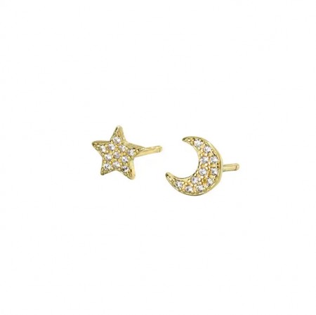Ella & Pia Star Moon Mini Stud Ear 18k Gold