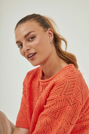 Freequent Cotla Pullover Hot Coral 