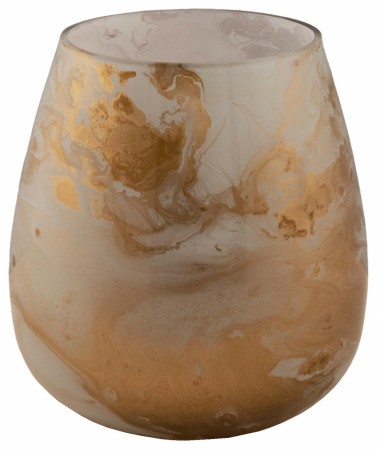 Lysglass Vase Abstrakt Marmor Gull 14cm