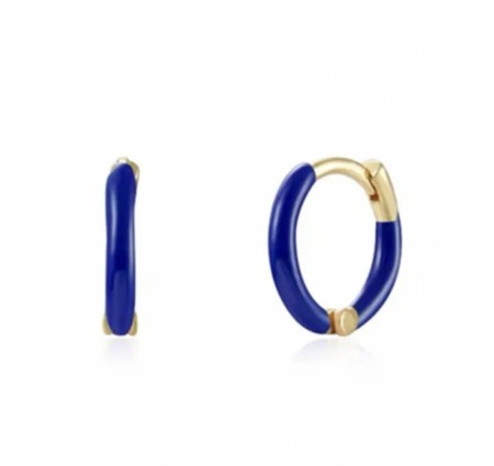 Ella & Pia Enamel Earrings Blue 18k Gold