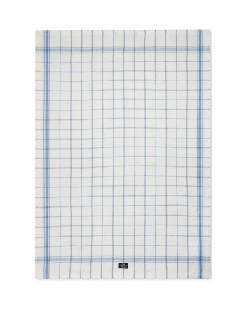 Lexington Checked Linen/cotton Kitchen Towel Off-white/blue