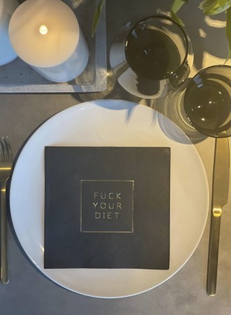 Norway Designstudio Serviett Lunsj - Fuck Your Diet Sort