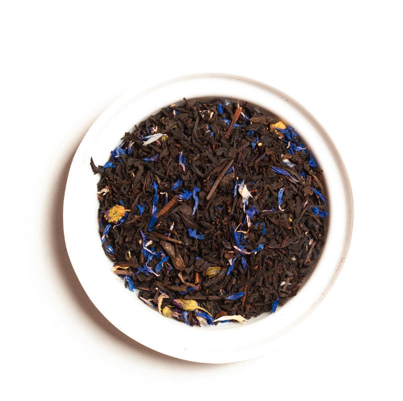 Meget populær blanding av te fra Sri Lanka og Kina tilsatt fineste bergamottolje, blå kornblomst og malva.

