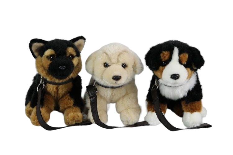 Søte valper fra Uni-toys.

Disse 3 hundene har både bånd og lyd i form av hundebjeff. 19 cm høy.