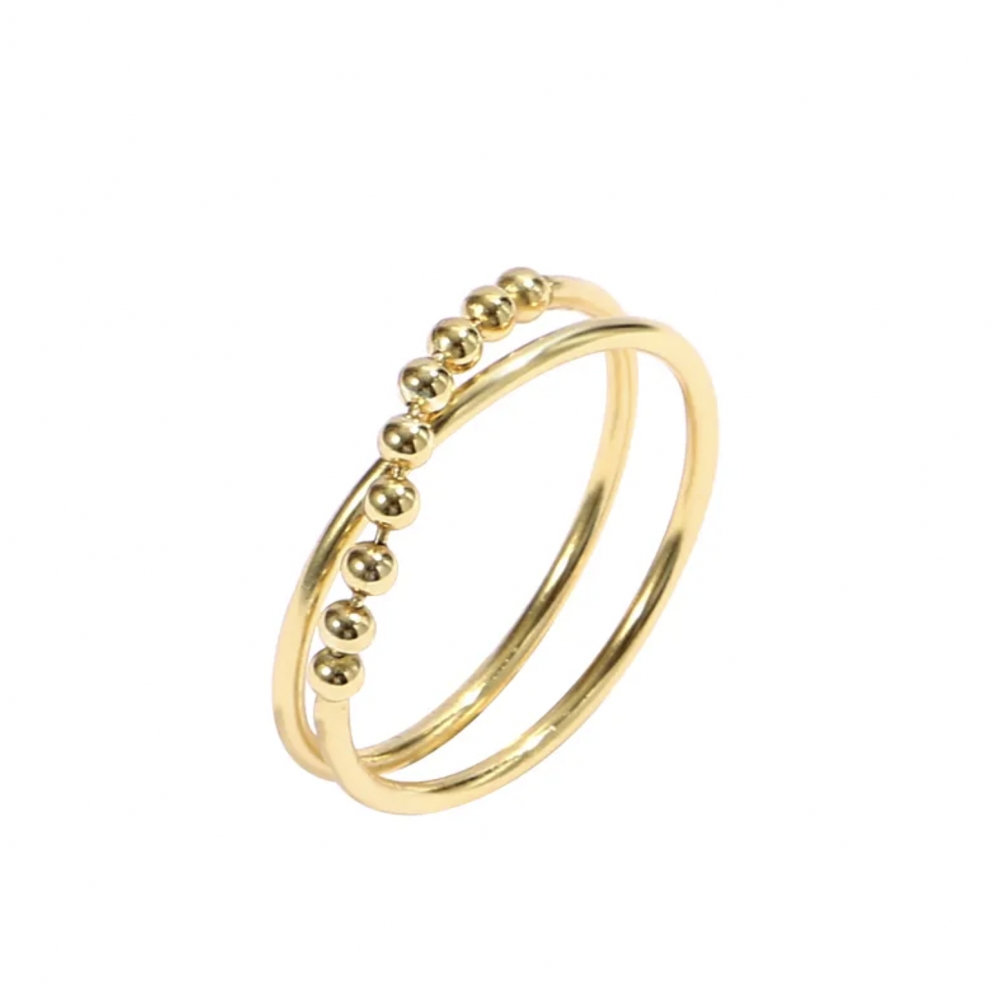 En nydelig justerbar ring fra Ella & Pia. Ringen er laget av 925 Stearling Silver belagt med 18K gull. Ringen veier 1,4g. Alle smykkene fra Ella & Pia nikkel- og blyfri.