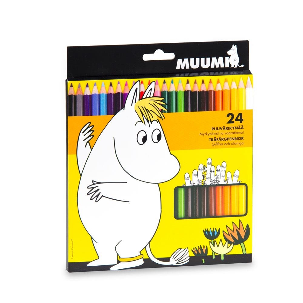 Pakken med Mummi fargeblyanter inneholder 24 forskjellige fargeblyanter laget av tre. Passer utmerket for å fylle opp pennalet! Størrelse fargeblyanter: 17 cm. Anbefalt for 3+.